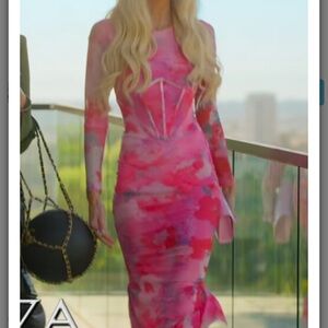 Pink Sleeveless Bateau Neck Bodycon Dress